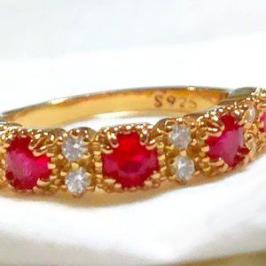 18k Gold Plating Over 925 Silver Ring CZ Gemstones